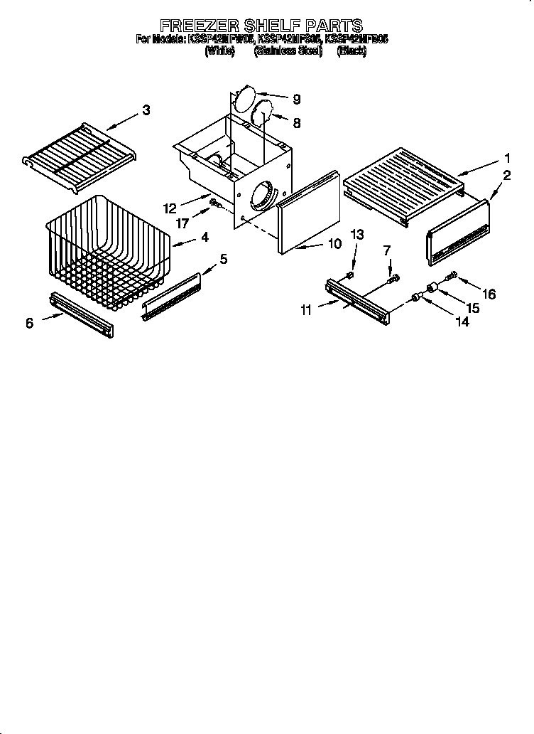 KitchenAid KSSP42MFB05 freezer shel diagram
