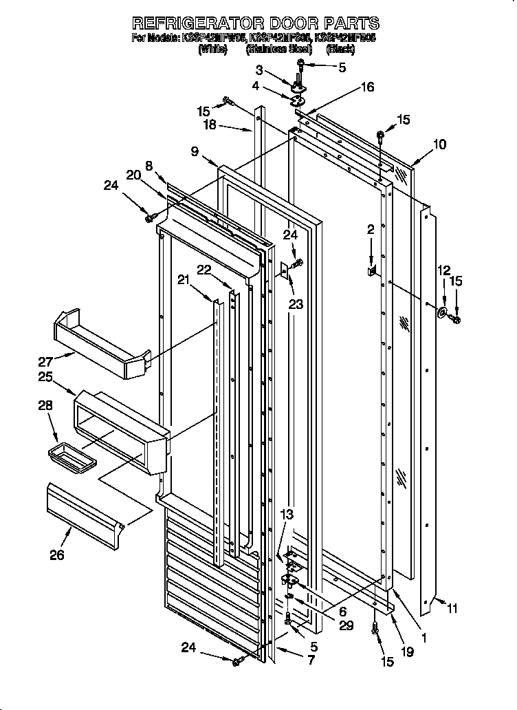 KitchenAid KSSP42MFB05 refrigerator door diagram