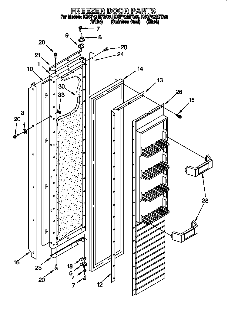 KitchenAid KSSP42MFB05 freezer door diagram