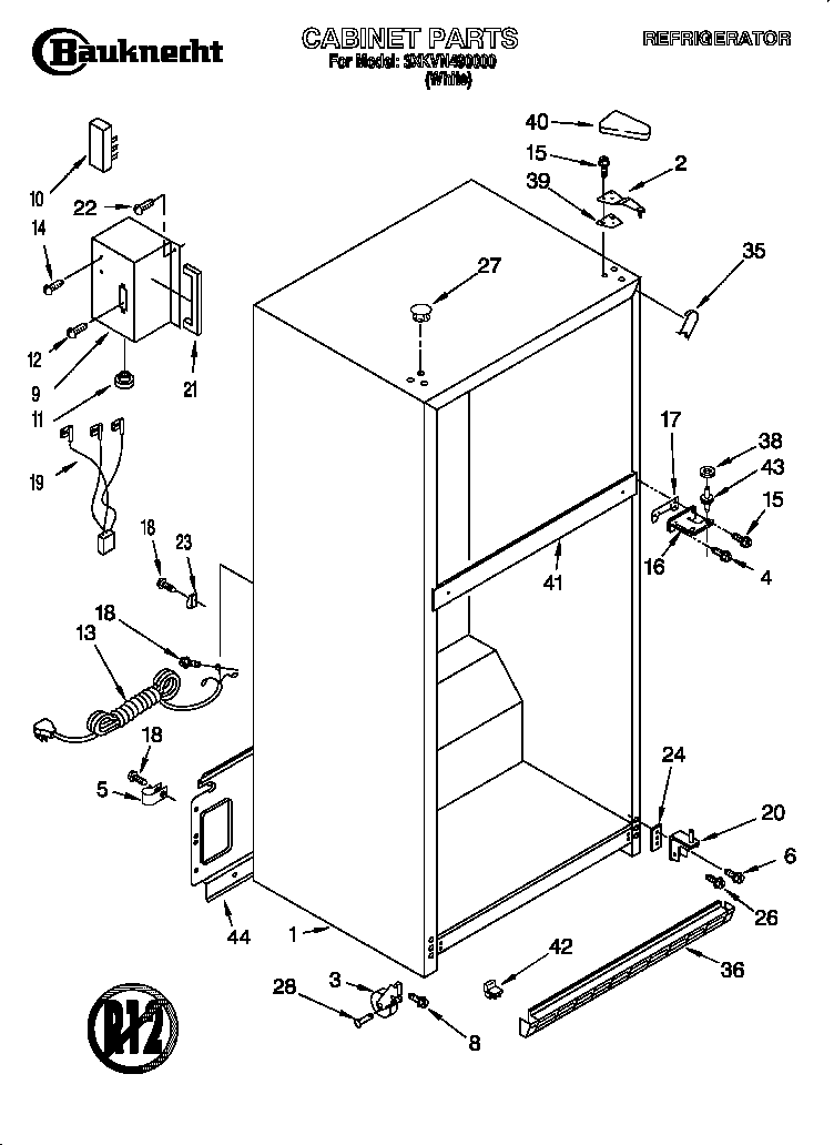 Bauknecht 3XKVN490000 cabinet diagram