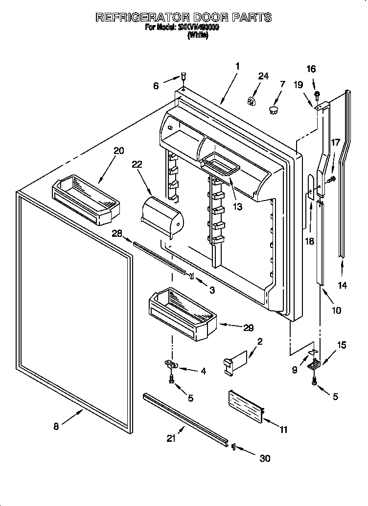 Bauknecht 3XKVN490000 refrigerator door diagram