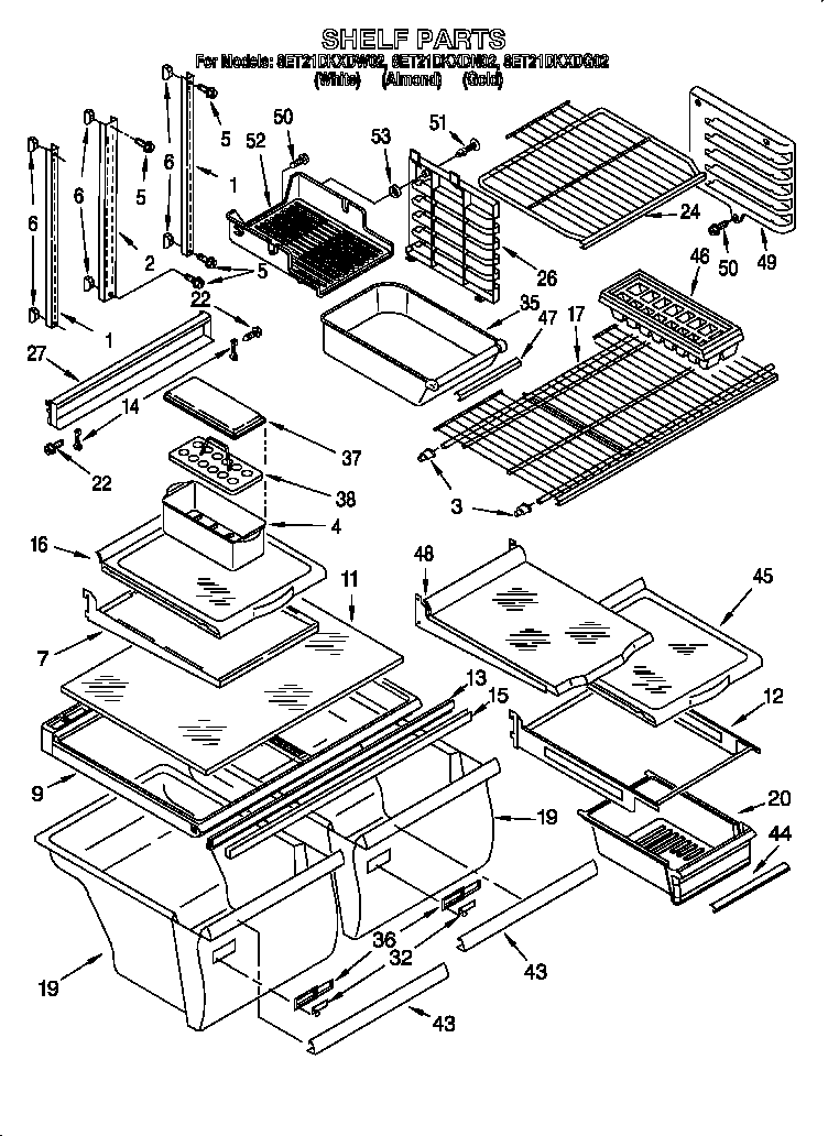 Whirlpool 8ET21DKXDN02 shelf diagram