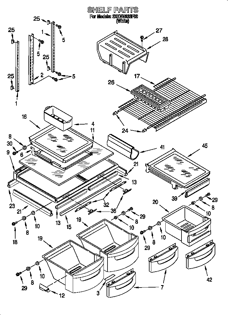 Bauknecht 3XKVN600F00 shelf diagram