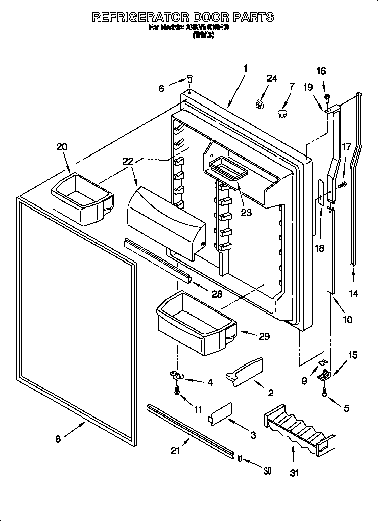 Bauknecht 3XKVN600F00 refrigerator door diagram