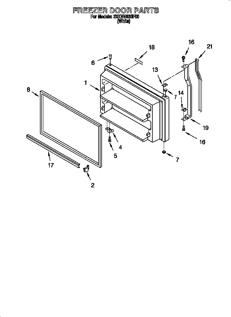 Bauknecht 3XKVN600F00 freezer door diagram