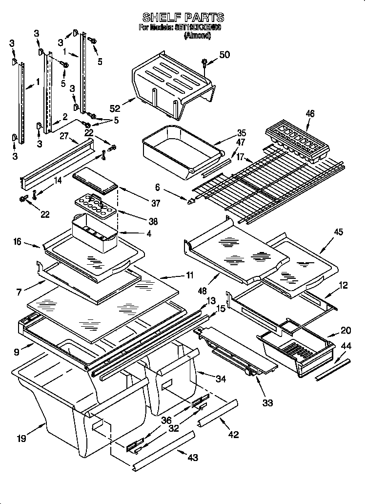 Whirlpool 8ET19DKXEN00 shelf diagram