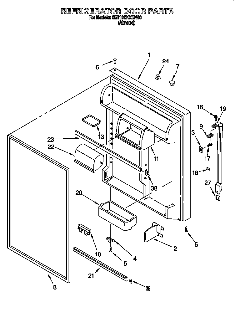 Whirlpool 8ET19DKXEN00 refrigerator door diagram