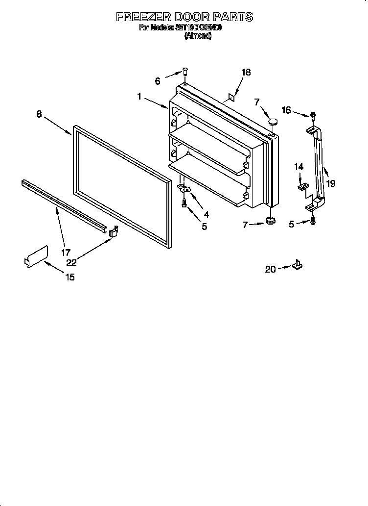 Whirlpool 8ET19DKXEN00 freezer door diagram