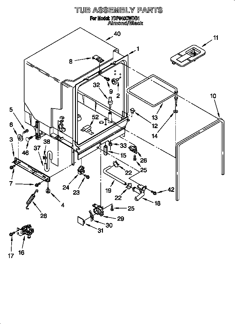 Whirlpool 7DP840CWDB1 tub assembly diagram