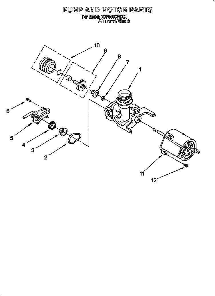 Whirlpool 7DP840CWDB1 pump and motor diagram