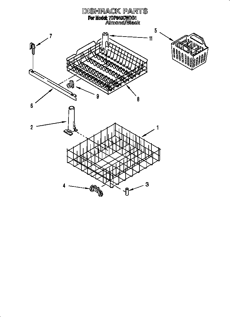 Whirlpool 7DP840CWDB1 dishrack diagram