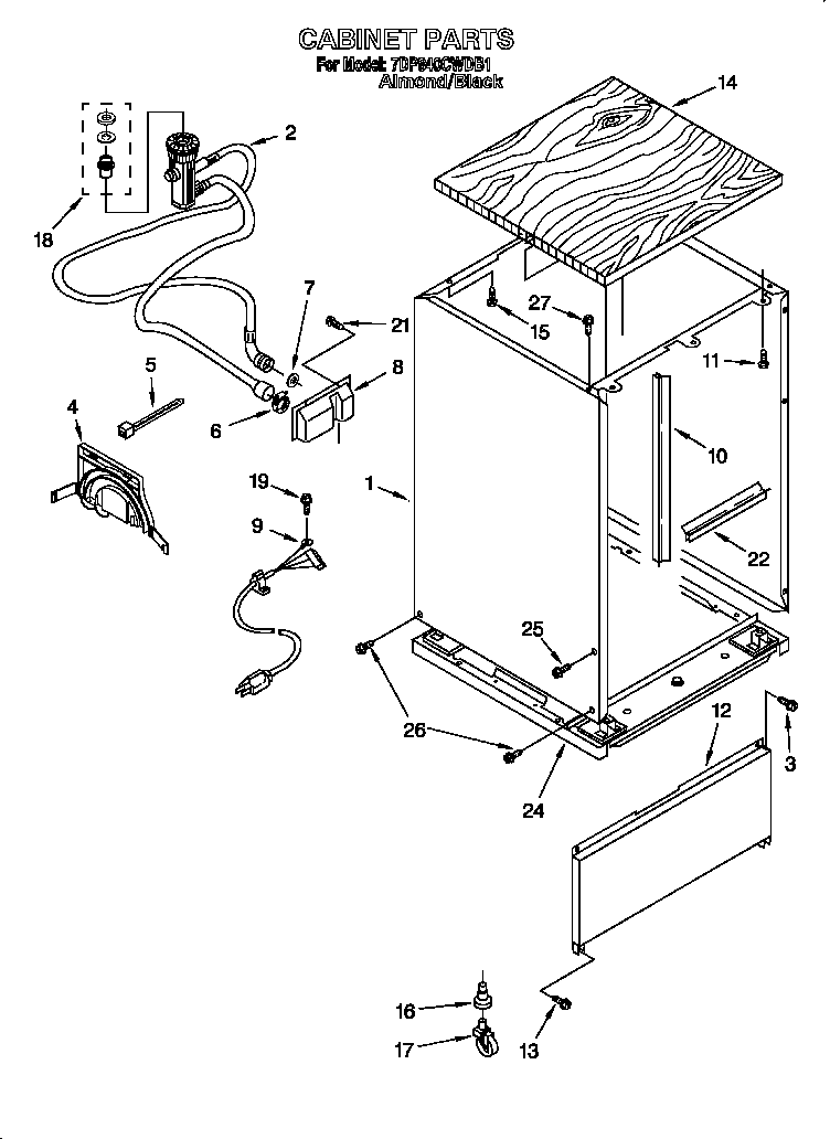 Whirlpool 7DP840CWDB1 cabinet diagram