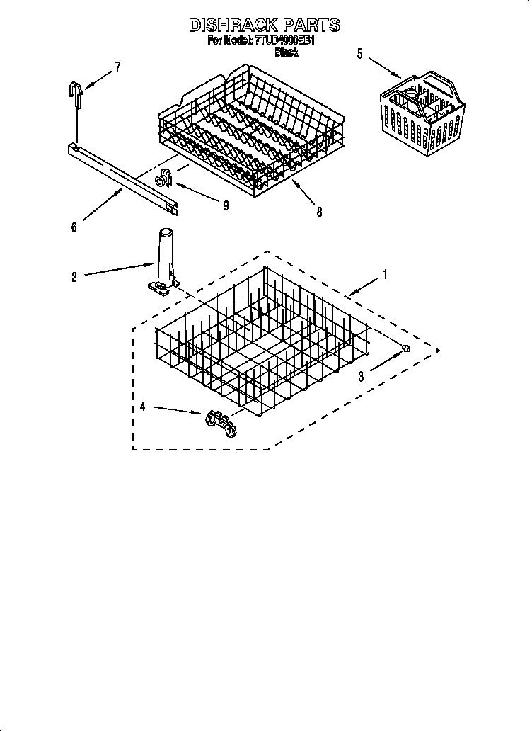 Whirlpool 7TUD4000EB1 dishrack diagram
