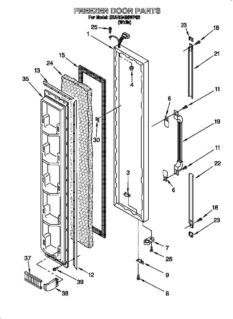 Whirlpool 3XARG496WP02 freezer door diagram