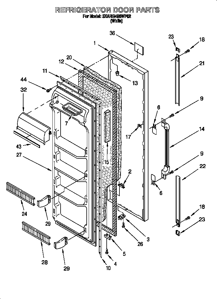 Whirlpool 3XARG496WP02 refrigerator door diagram