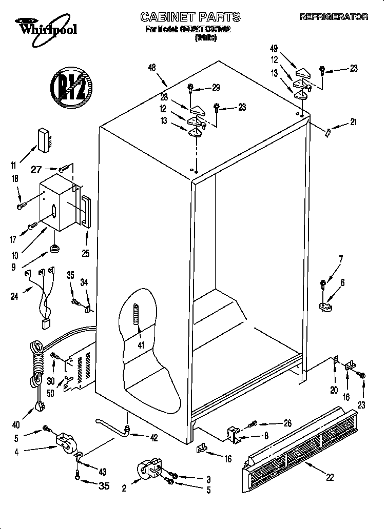 Whirlpool 6ED20TKXDW02 cabinet diagram