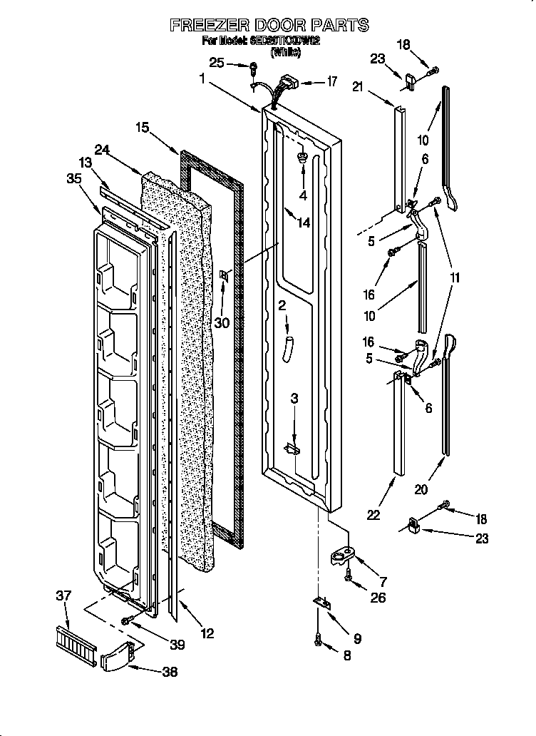 Whirlpool 6ED20TKXDW02 freezer door diagram