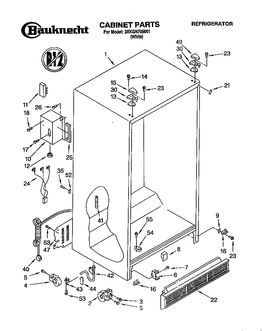 Bauknecht 3XKGN705001 cabinet diagram