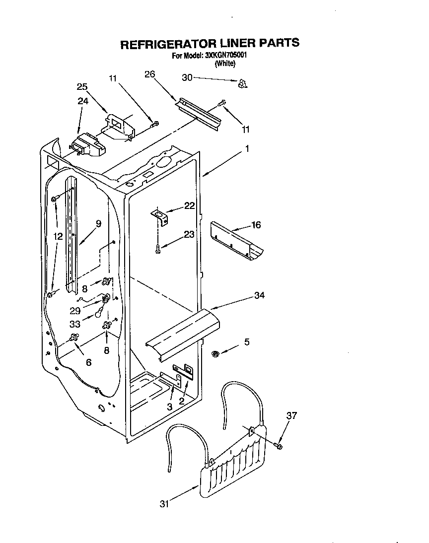 Bauknecht 3XKGN705001 refrigerator liner diagram
