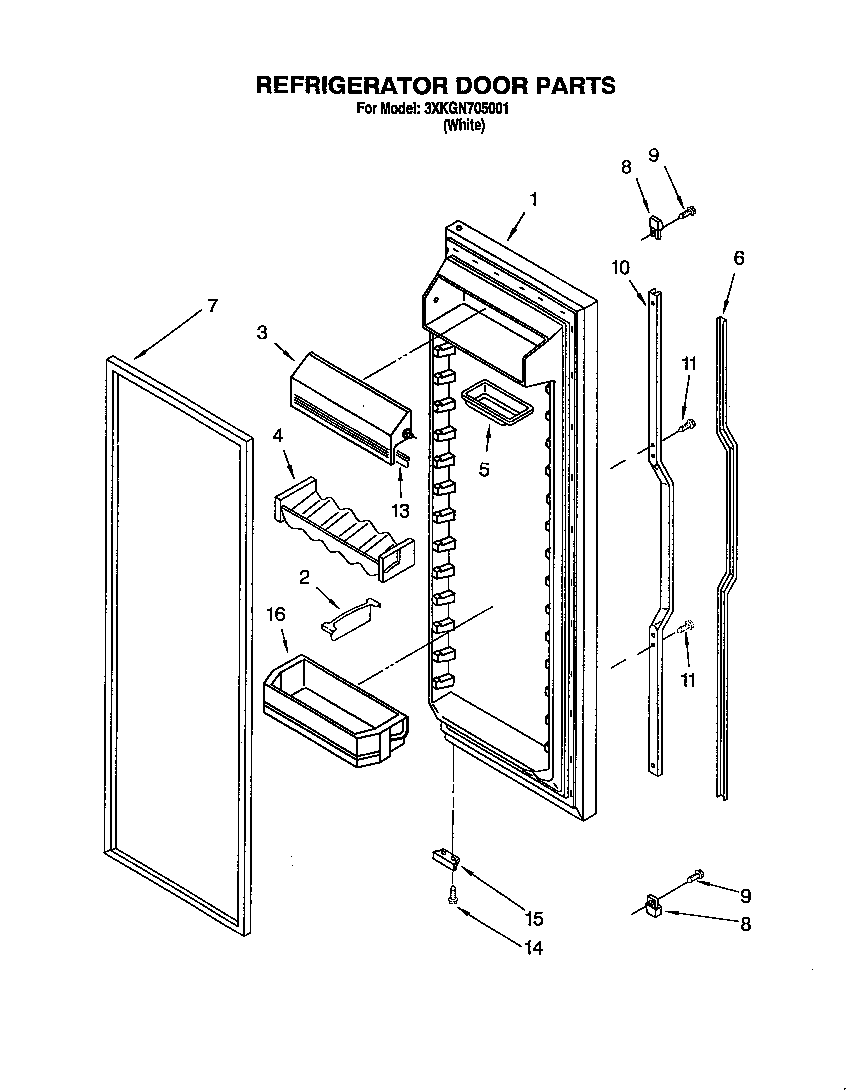 Bauknecht 3XKGN705001 refrigerator door diagram