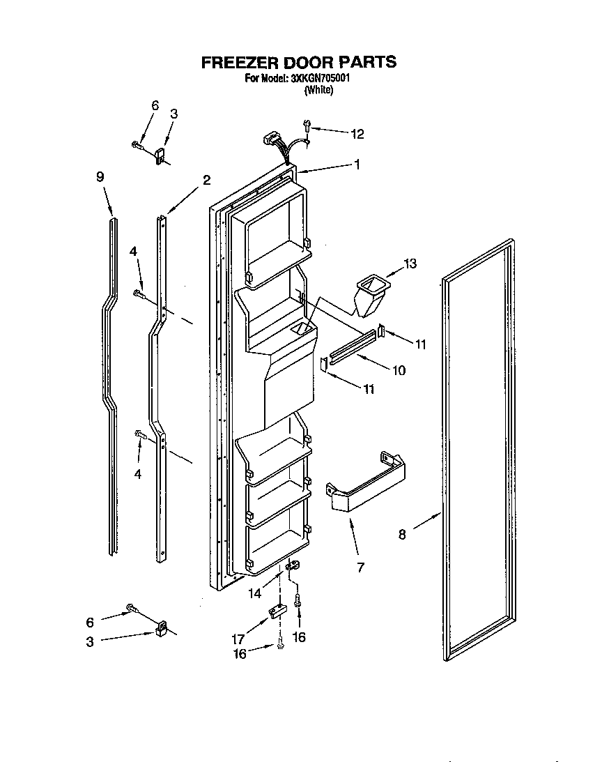 Bauknecht 3XKGN705001 freezer door diagram