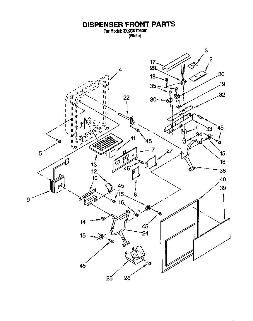 Bauknecht 3XKGN705001 dispenser front diagram