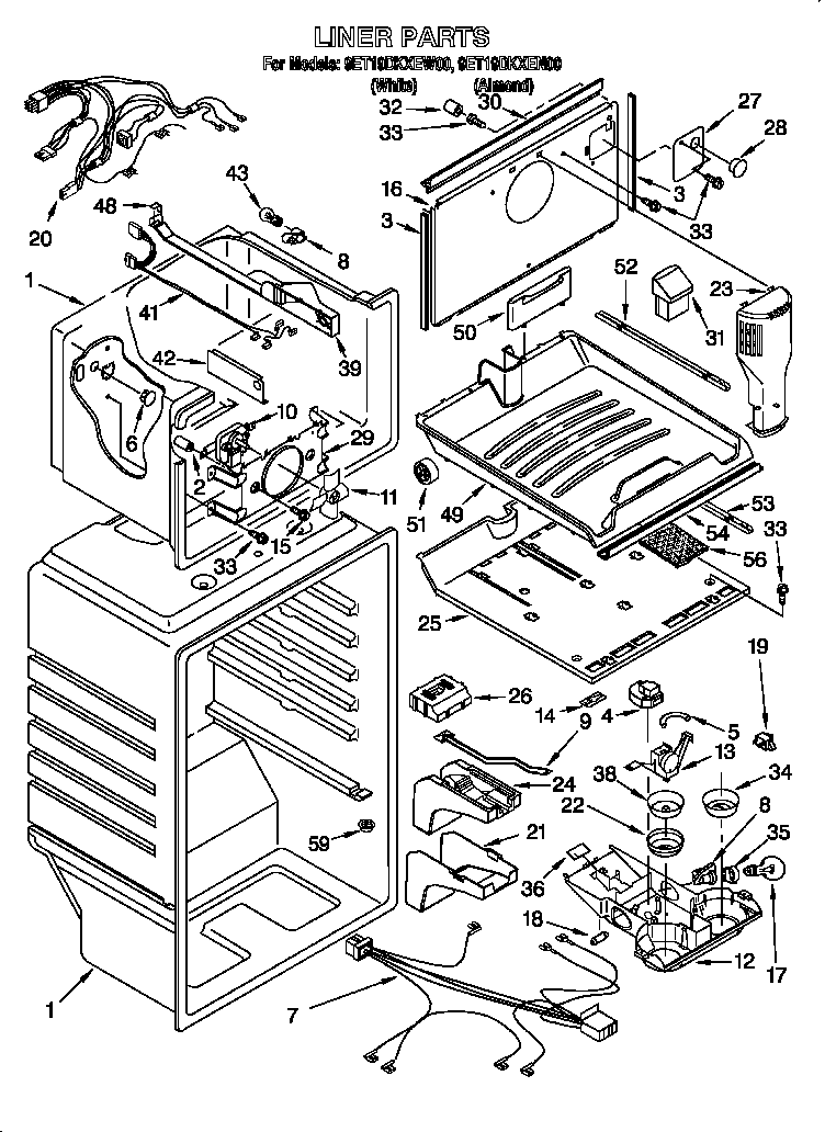 Whirlpool 9ET19DKXEW00 liner diagram
