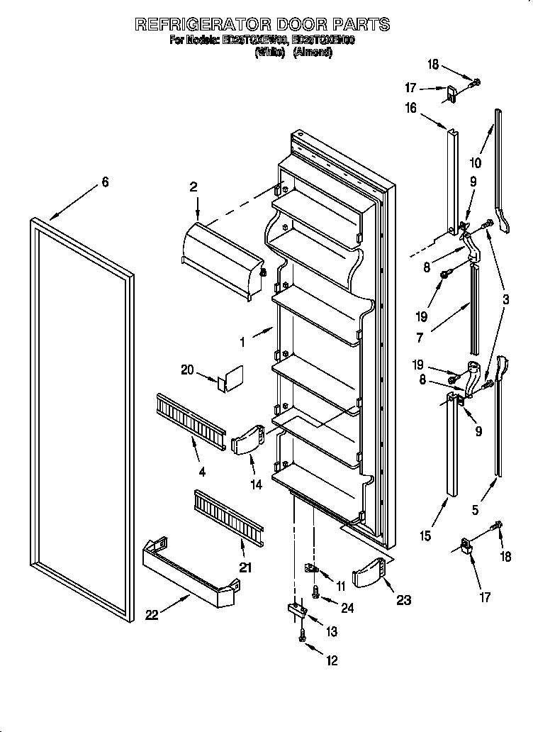 Whirlpool 824421985 refrigerator door diagram