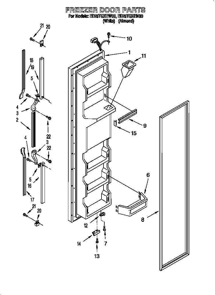Whirlpool 824421985 freezer door diagram