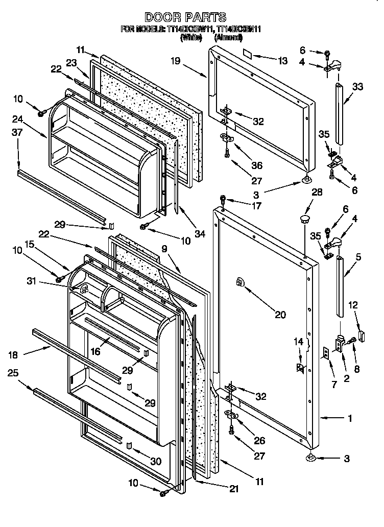 Estate TT14DKXBN11 door parts diagram