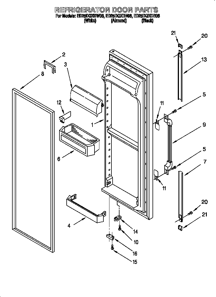 Whirlpool ED25DQXDN06 refrigerator door parts diagram