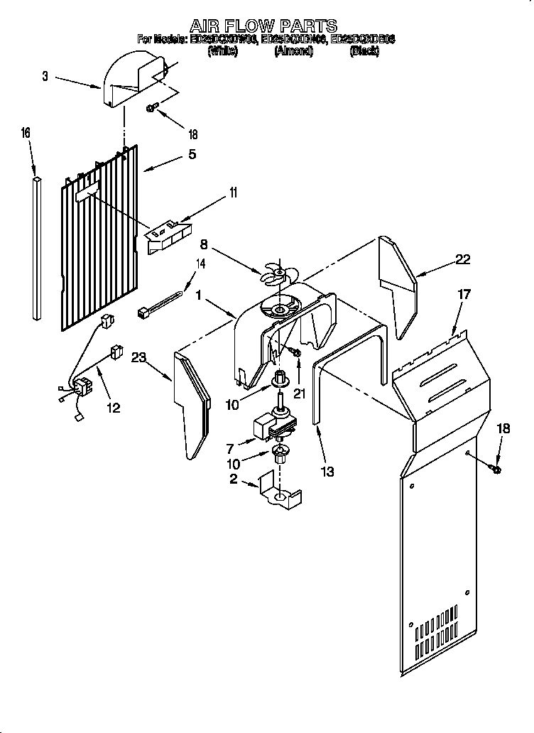 Whirlpool ED25DQXDN06 air flow parts diagram