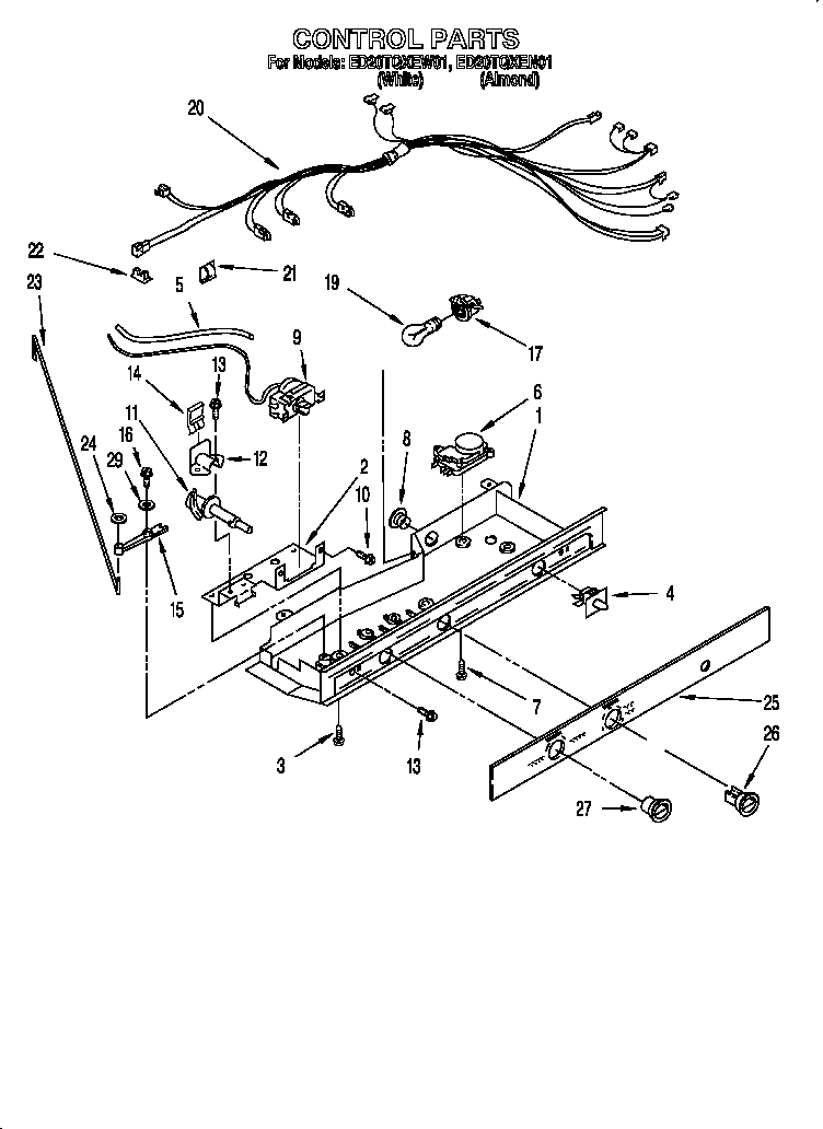 Whirlpool ED20TQXEN01 control parts diagram