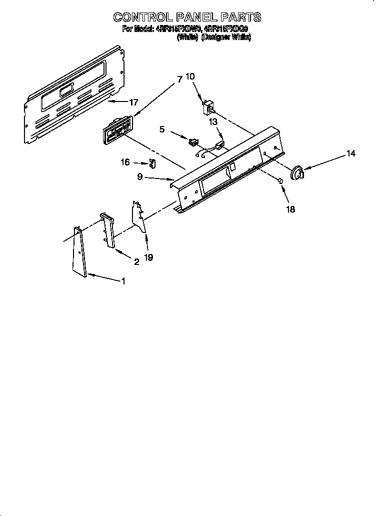 Whirlpool 4RF315PXDQ0 control panel parts diagram