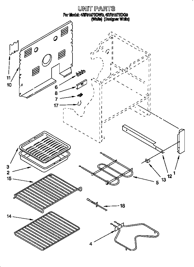 Whirlpool 4RF315PXDQ0 unit parts diagram