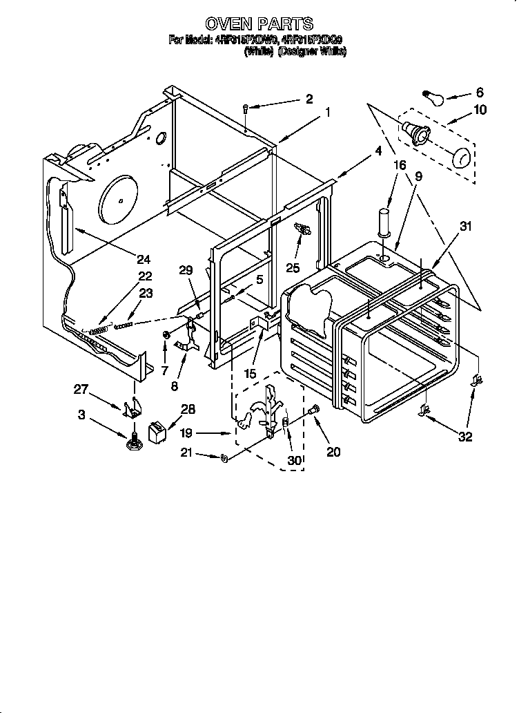 Whirlpool 4RF315PXDQ0 oven parts diagram