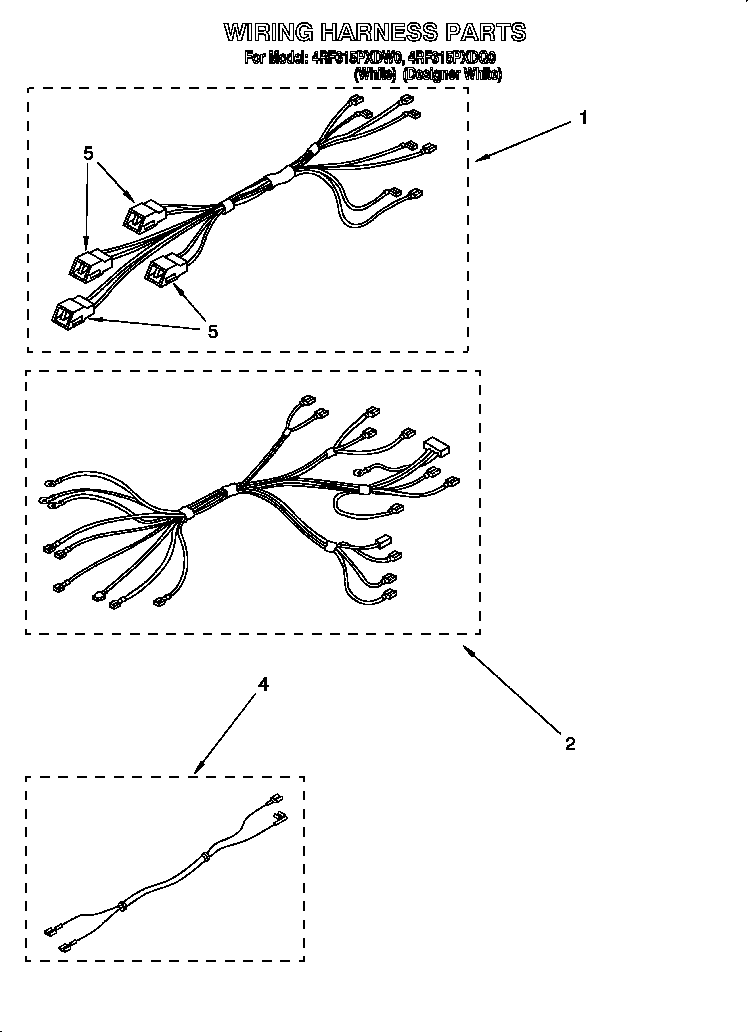 Whirlpool 4RF315PXDQ0 wiring harness parts diagram