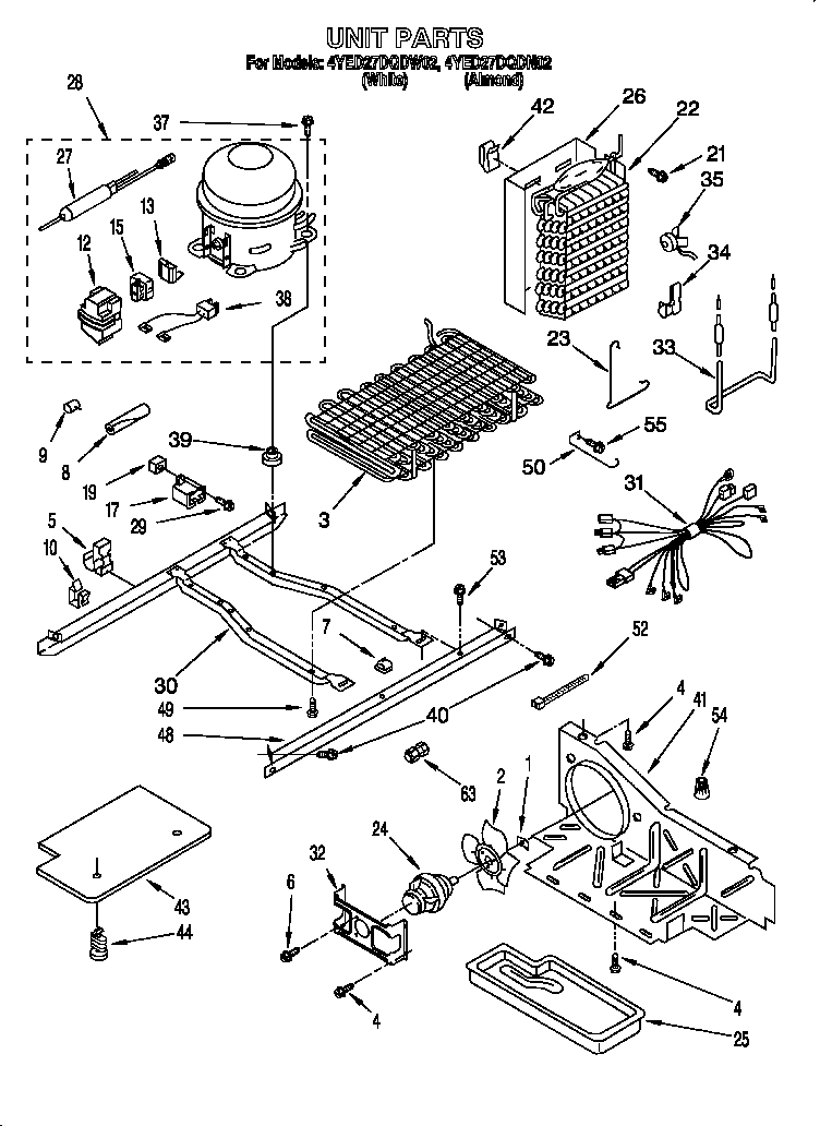 Whirlpool 4YED27DQDW02 unit parts diagram