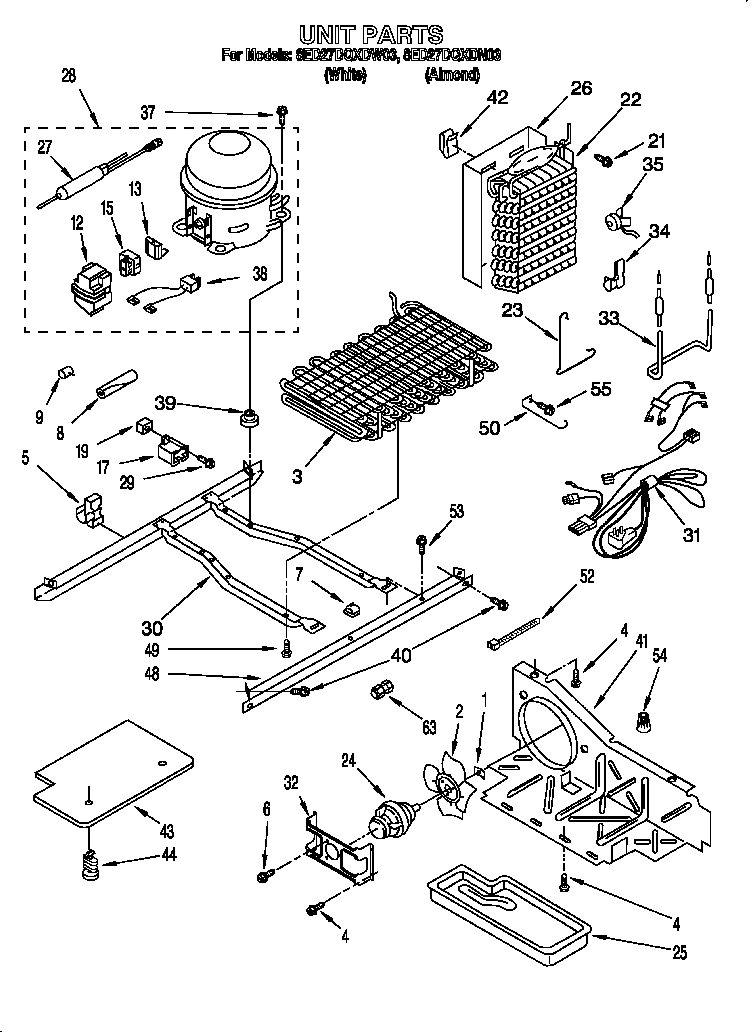 Whirlpool 8ED27DQXDN03 unit parts diagram