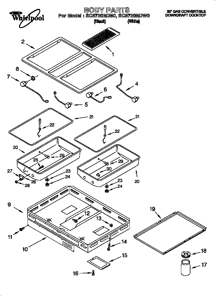 Whirlpool SC8720EDW0 body parts diagram