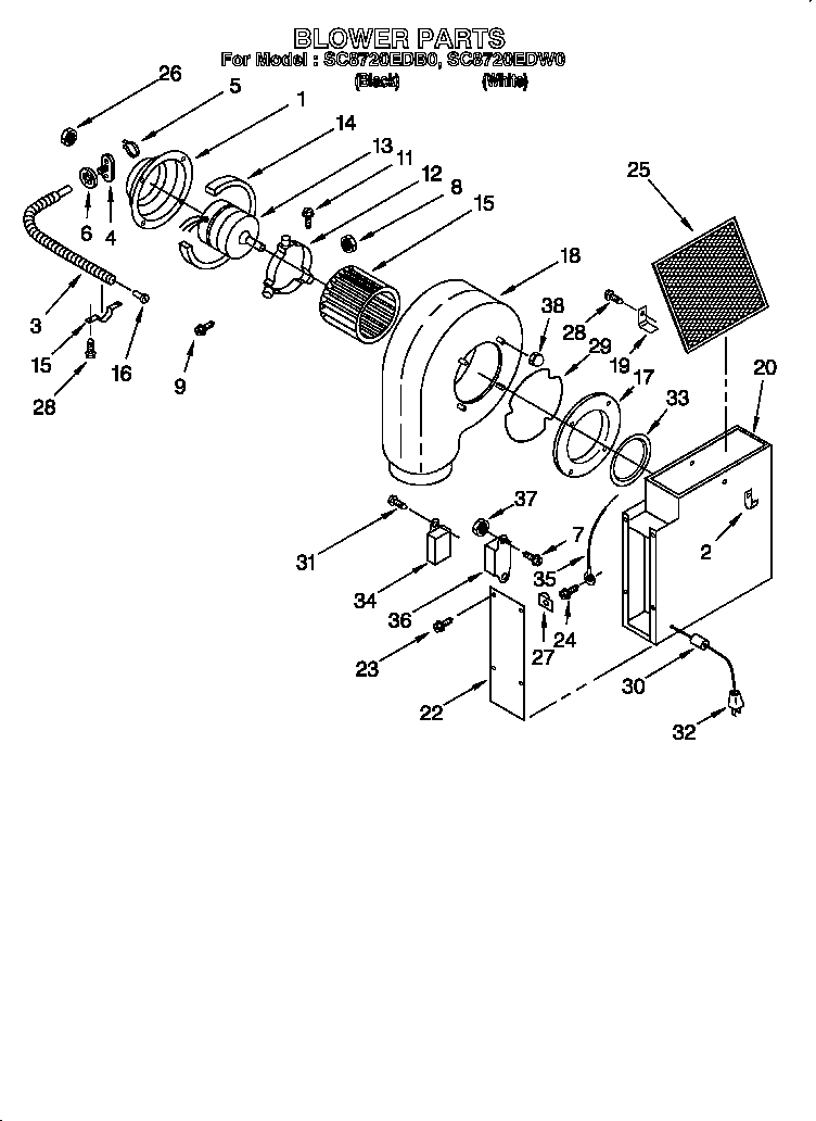 Whirlpool SC8720EDW0 blower parts diagram