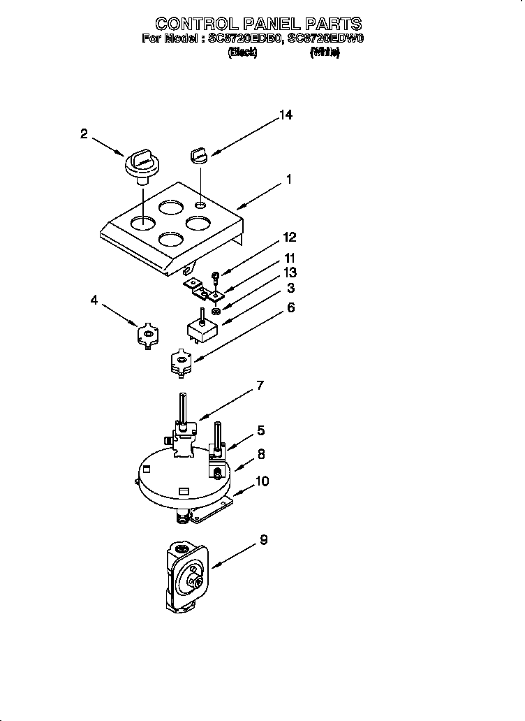 Whirlpool SC8720EDW0 control panel parts diagram