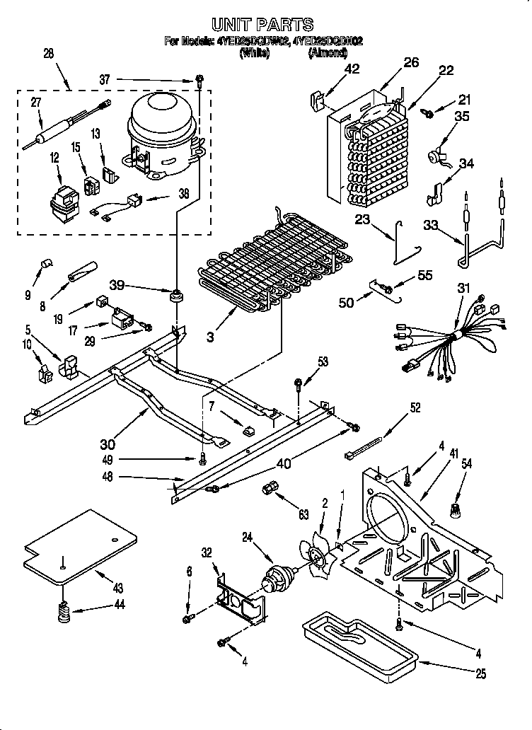 Whirlpool 4YED25DQDW02 unit parts diagram