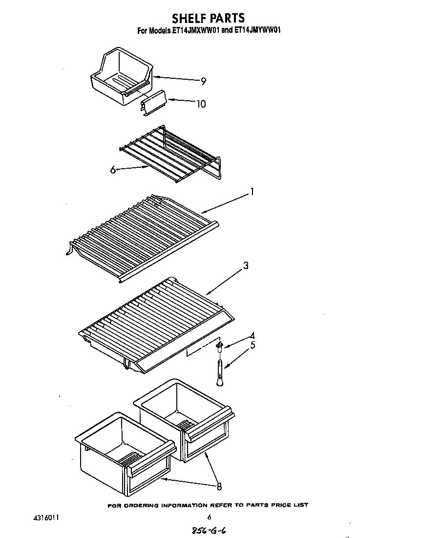 Whirlpool ET14JMYWW01 shelf parts diagram