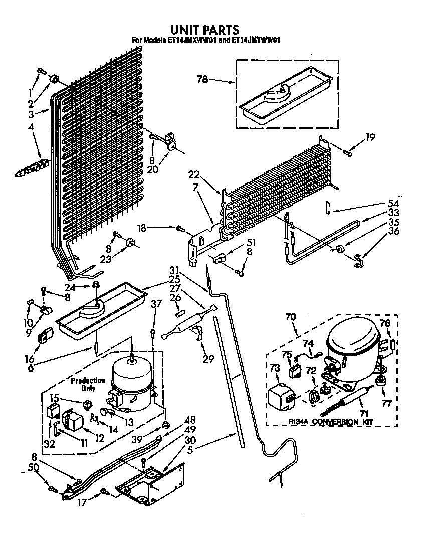 Whirlpool ET14JMYWW01 unit parts diagram