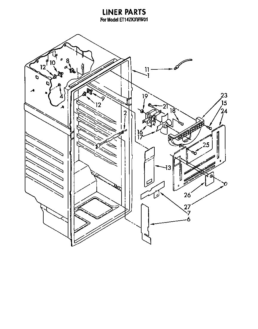 Whirlpool ET14ZKXWG01 liner parts diagram