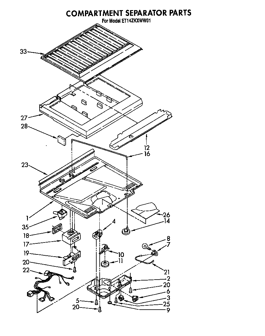 Whirlpool ET14ZKXWG01 compartment separator parts diagram