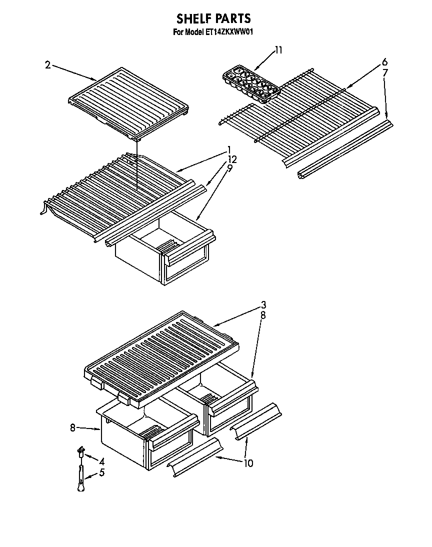Whirlpool ET14ZKXWG01 shelf parts diagram