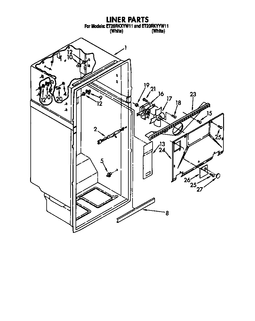 Whirlpool ET20RKXYW11 liner parts diagram