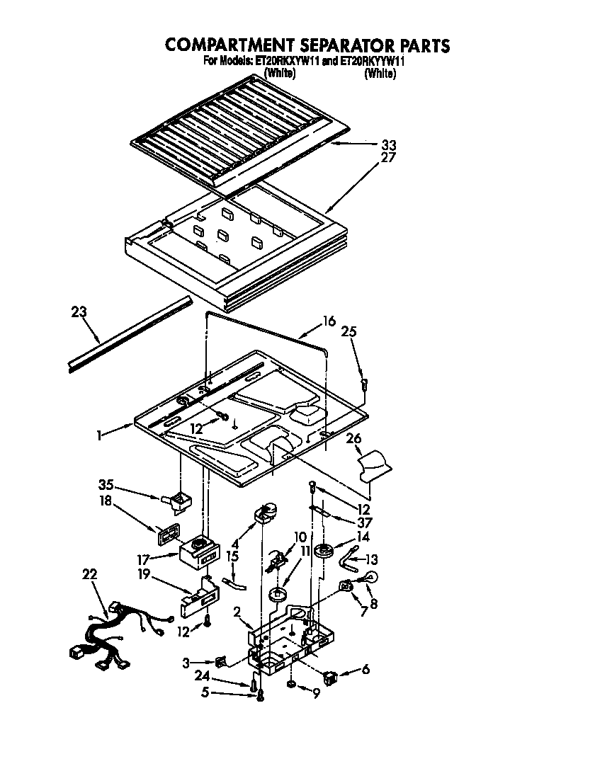 Whirlpool ET20RKXYW11 compartment separator parts diagram